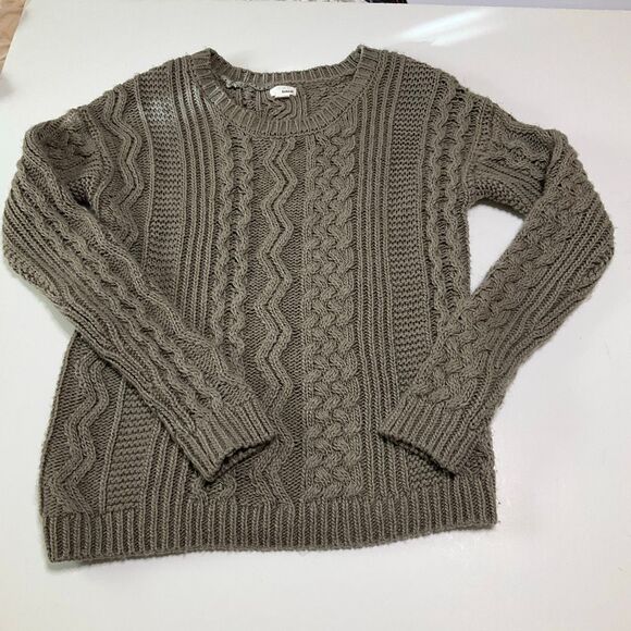 Y2K Grey Cable Knit Pullover, Relaxed Fit, XS. Academia - Picture 10 of 14